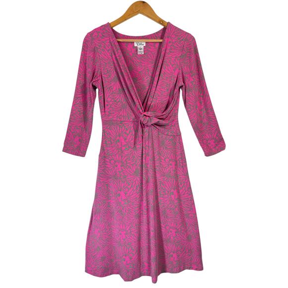 Lilly Pulitzer Danni Floral Jersey Dress Pink Green 3/4 Sleeve Size M - Picture 1 of 9